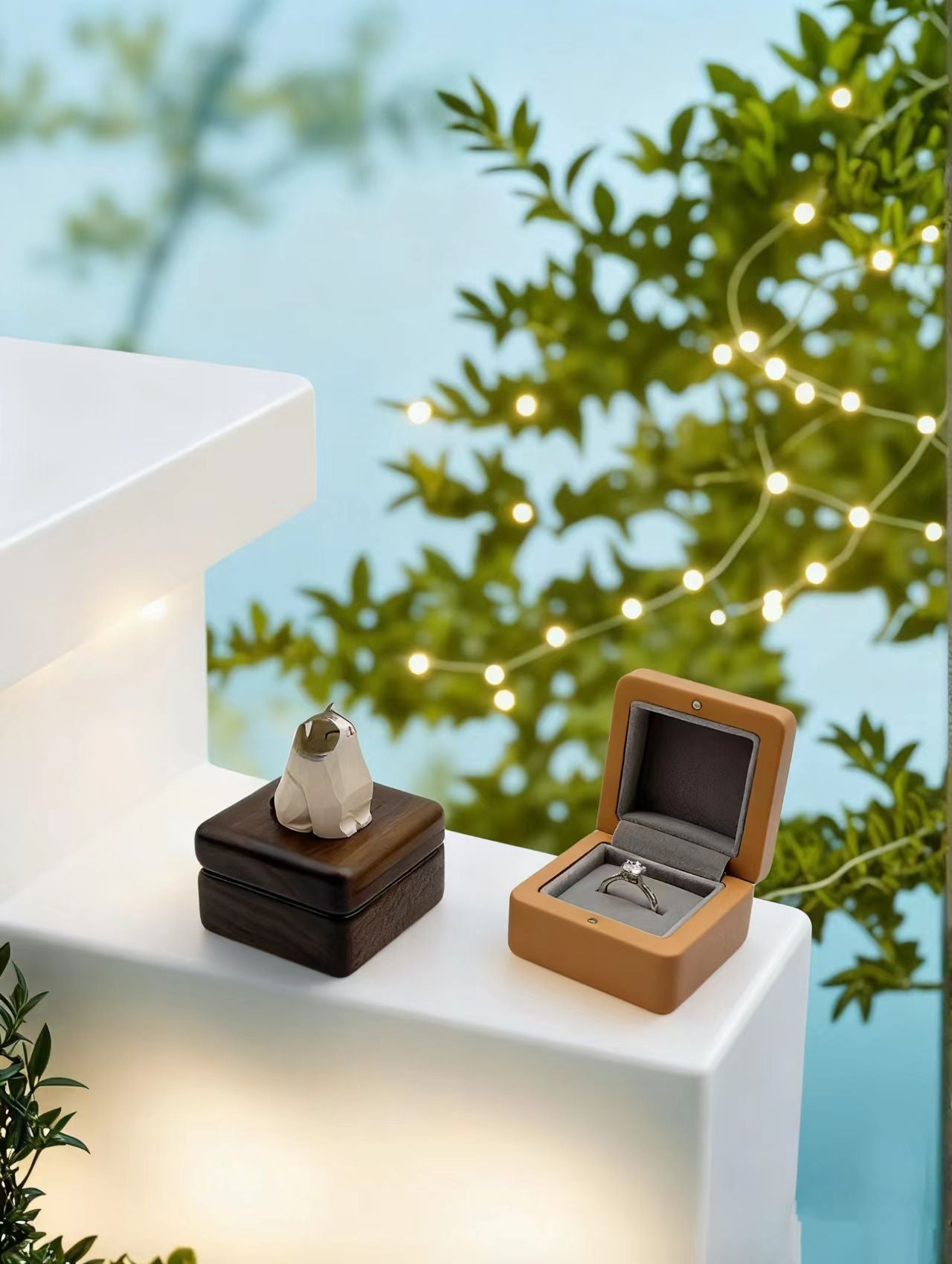 Custom Wooden Pet Wedding Egagement Ring Box